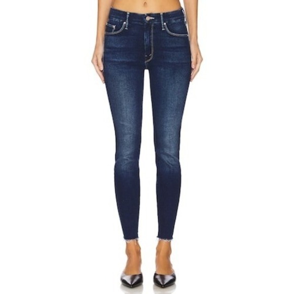 MOTHER Jeans The Looker Ankle Fray Yakkity Yak Dark Wash Denim Skinny Size 27 - Picture 1 of 14